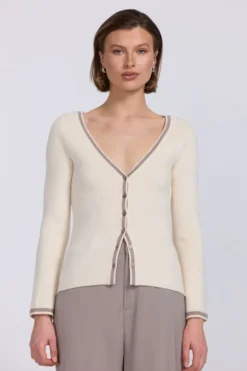 Aimee Combo Contrast Cardi Cream