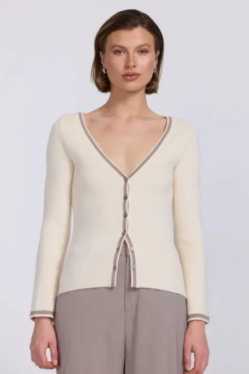 Aimee Combo Contrast Cardi Cream