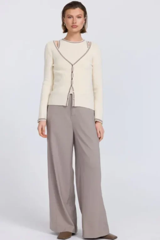 Aimee Combo Contrast Cardi Cream