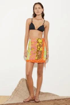 Alvita Wrap Mini Skirt Melon Patchwork