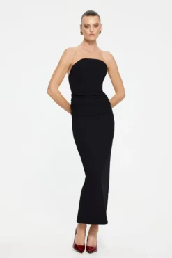 Astor Strapless Midi Dress Black