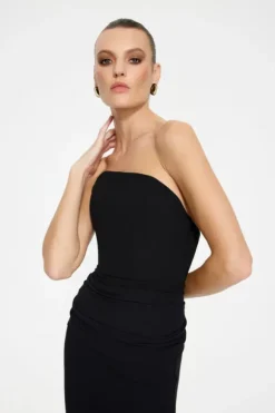 Astor Strapless Midi Dress Black