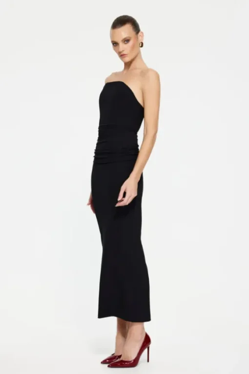 Astor Strapless Midi Dress Black