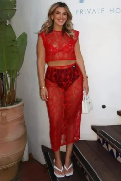 Astrid Lace Top Red