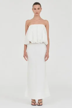 Bubble Linen Top White