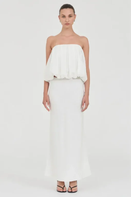 Bubble Linen Top White