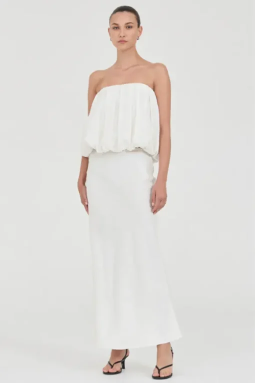 Bubble Linen Top White