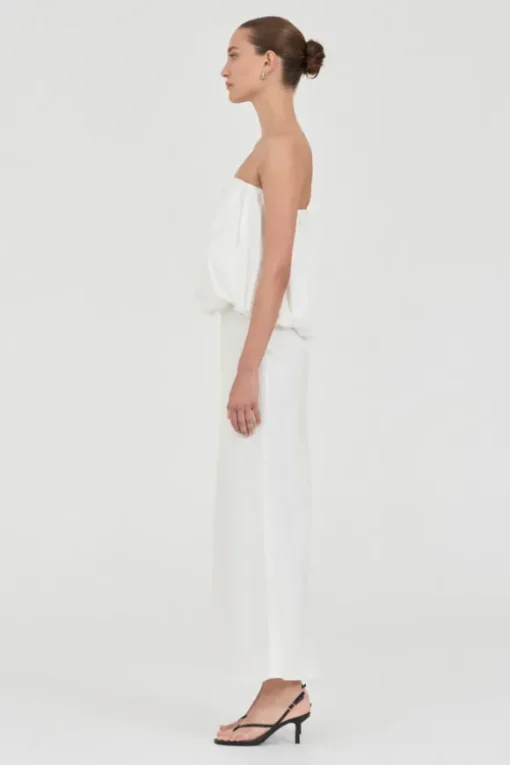 Bubble Linen Top White