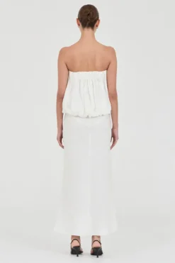 Bubble Linen Top White