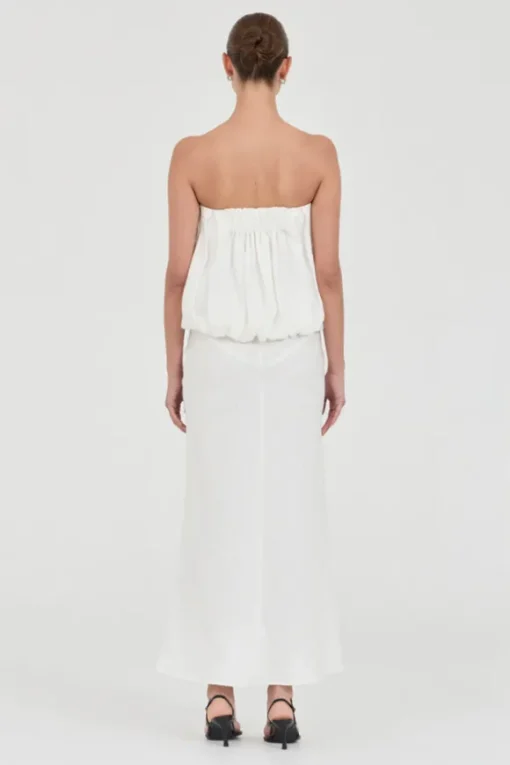 Bubble Linen Top White