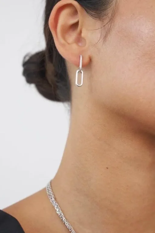 Celine Earrings Silver Pavé