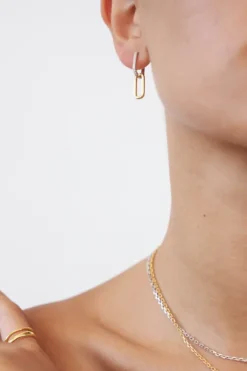 Celine Earrings Silver Pavé/Gold