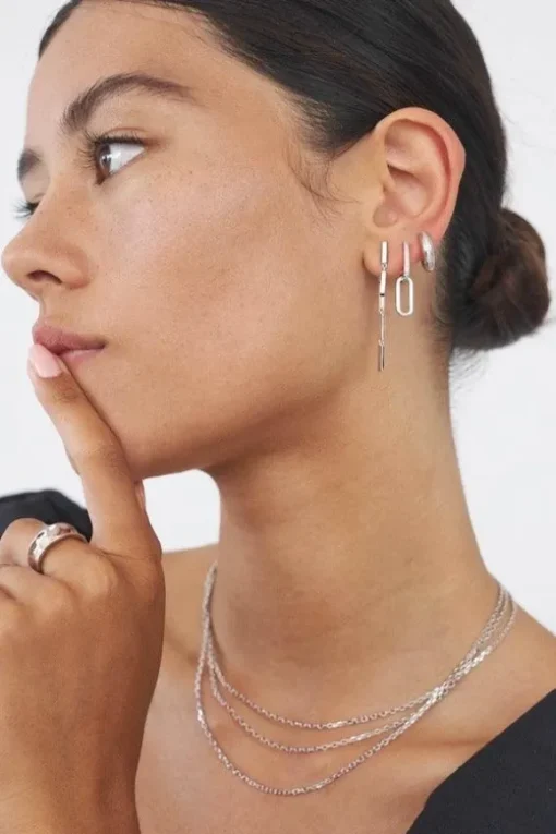 Celine Earrings Silver Pavé
