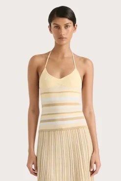 Citara Halter Top Butter Stripe
