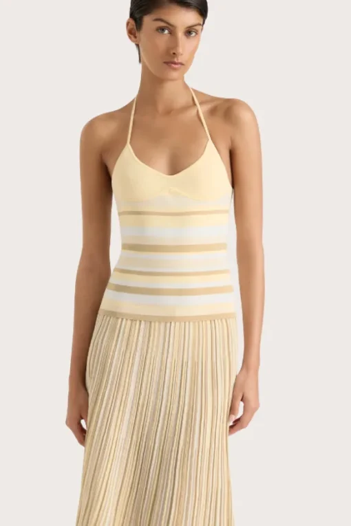 Citara Halter Top Butter Stripe