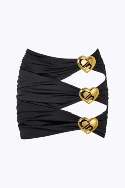 Coupe Heart Cut Out Mini Skirt Black
