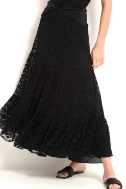 Crochet Midi Skirt Black