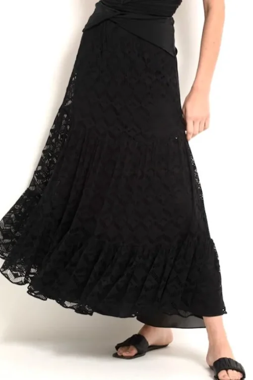 Crochet Midi Skirt Black