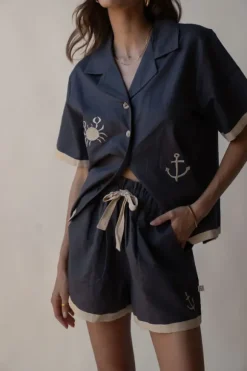 Del Mar Shirt Set Charcoal