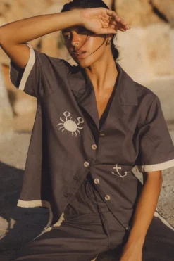 Del Mar Shirt Set Charcoal