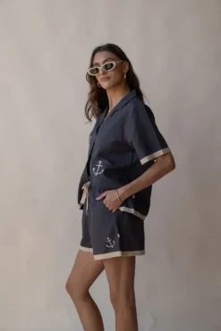 Del Mar Shirt Set Charcoal