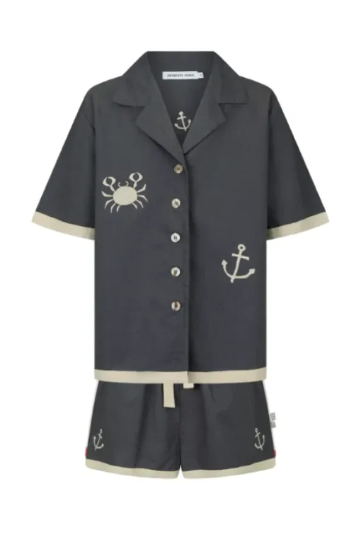 Del Mar Shirt Set Charcoal