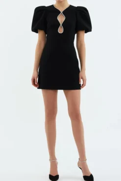 Estella Puff Sleeve Mini Dress Black