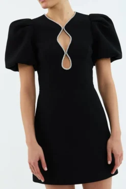 Estella Puff Sleeve Mini Dress Black