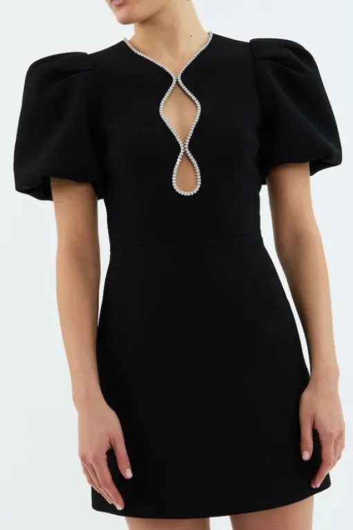 Estella Puff Sleeve Mini Dress Black