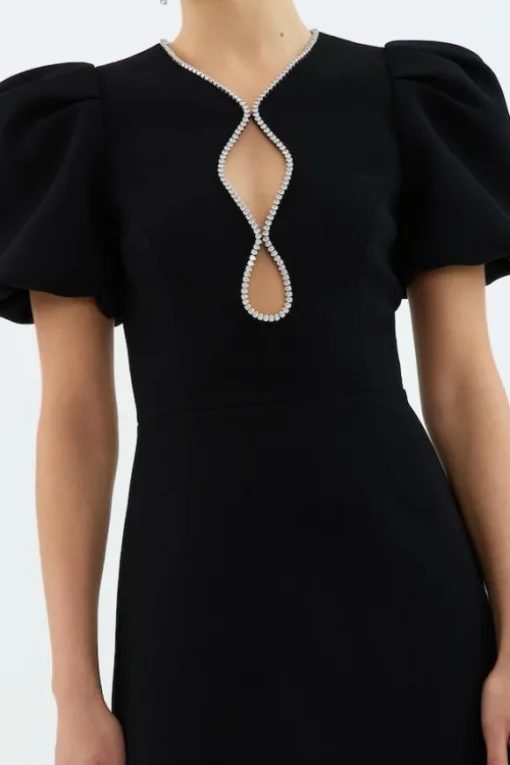 Estella Puff Sleeve Mini Dress Black