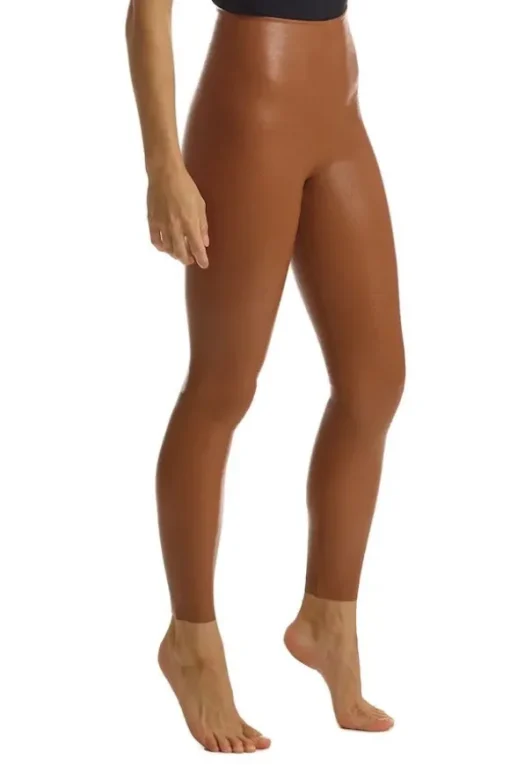 Faux Leather Legging W/ Perfect Control Cocoa