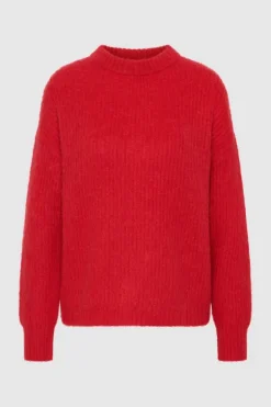 Fluffy Mohair Wool Jumper Red