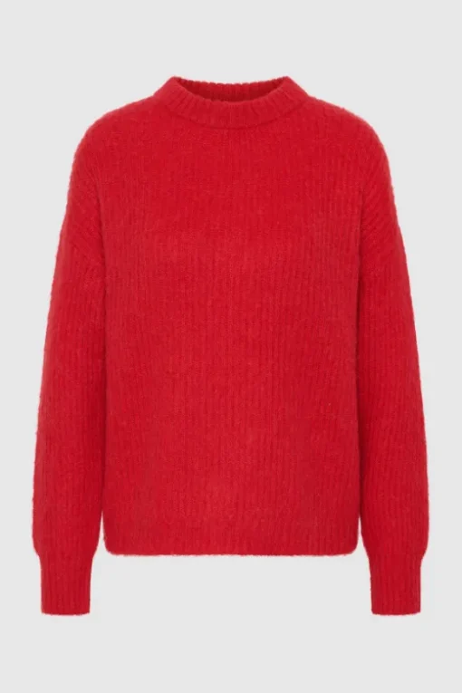 Fluffy Mohair Wool Jumper Red