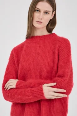 Fluffy Mohair Wool Jumper Red
