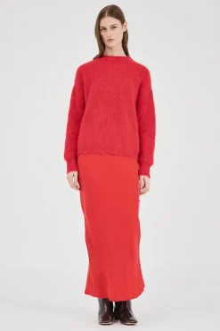 Fluffy Mohair Wool Jumper Red