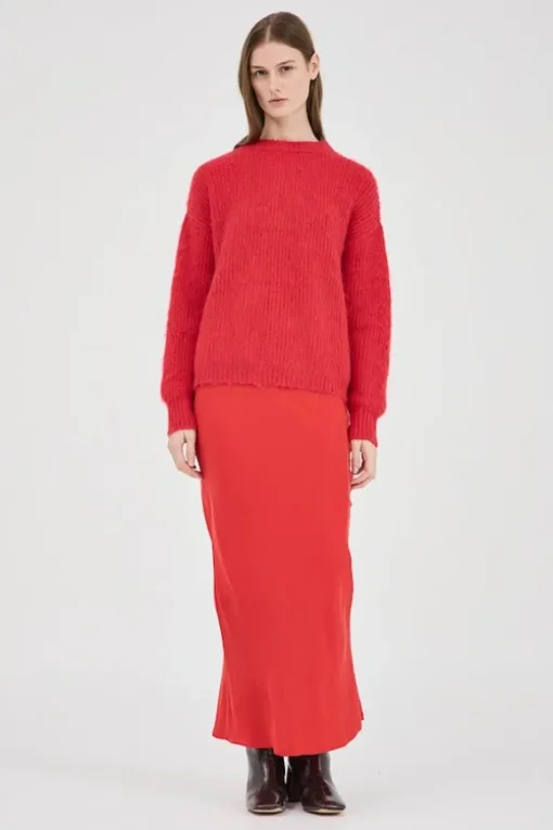 Fluffy Mohair Wool Jumper Red
