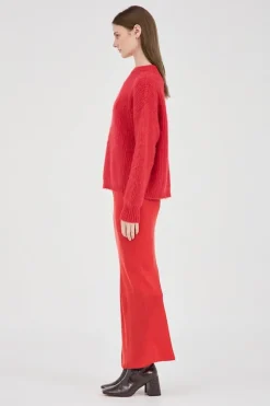 Fluffy Mohair Wool Jumper Red