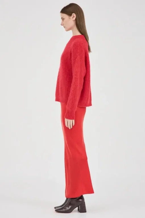 Fluffy Mohair Wool Jumper Red