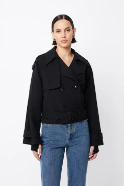 Franklin Cropped Trench Black