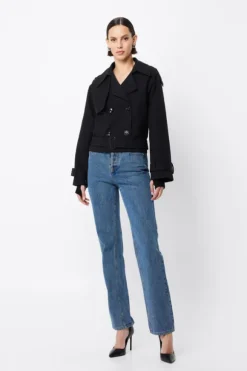 Franklin Cropped Trench Black