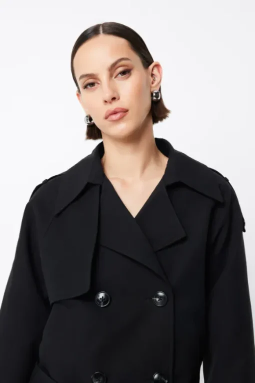 Franklin Cropped Trench Black