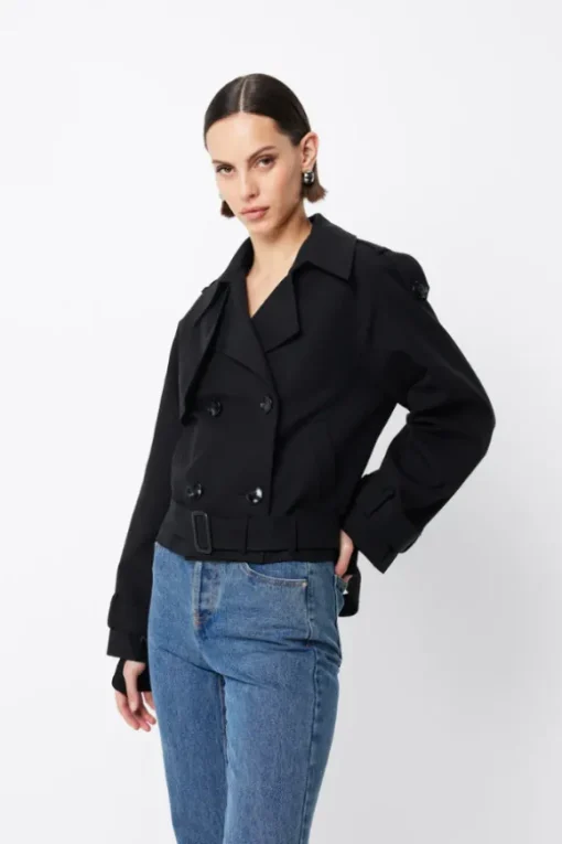 Franklin Cropped Trench Black