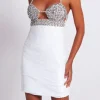 Hand Beaded Sequin Mini Dress White