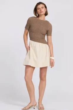 Haven Mini Dress Taupe/Cream