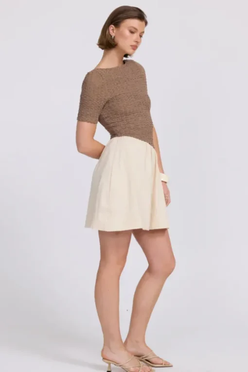 Haven Mini Dress Taupe/Cream
