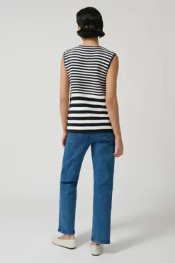 Helena Gilet Stripe 2 Navy/White