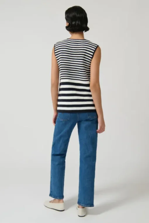 Helena Gilet Stripe 2 Navy/White