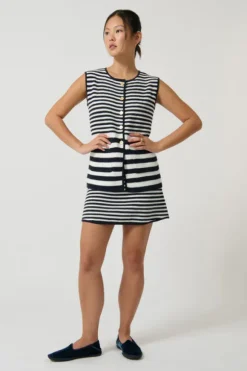 Helena Gilet Stripe 2 Navy/White