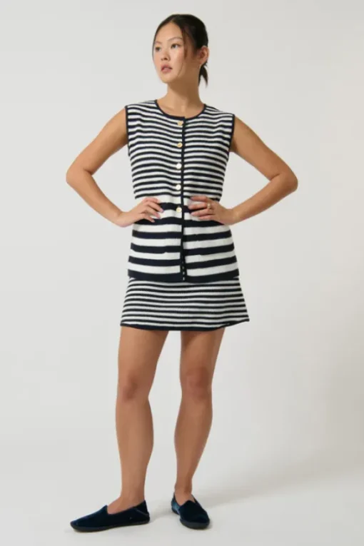 Helena Gilet Stripe 2 Navy/White