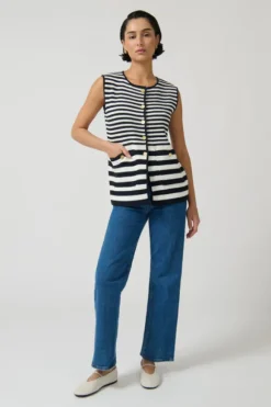 Helena Gilet Stripe 2 Navy/White